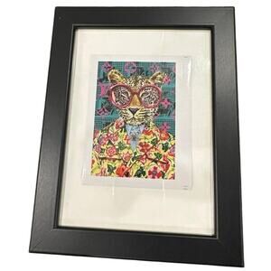 Framed death NYC artwork sticker - cheetah with LV logo